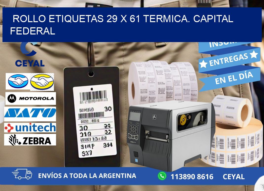 Rollo etiquetas 29 x 61 termica. Capital Federal