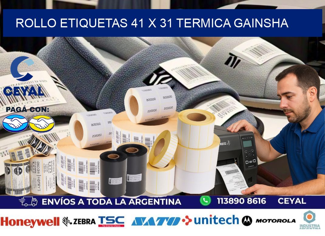 Rollo etiquetas 41 x 31 termica gainsha