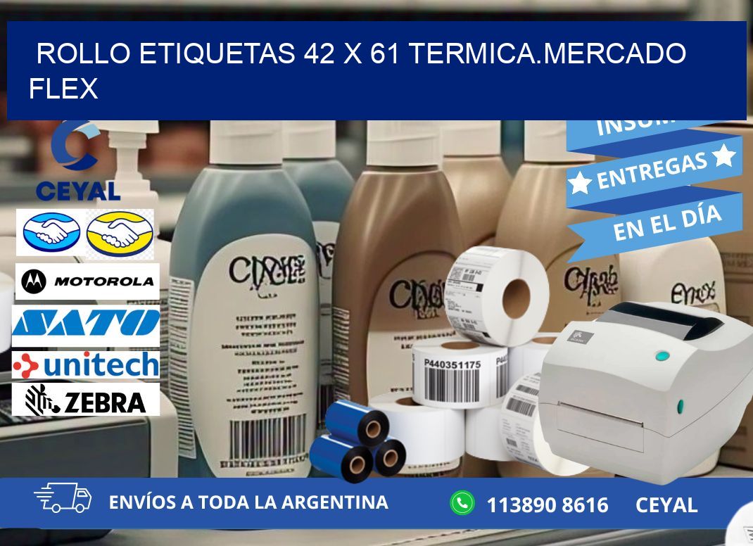 Rollo etiquetas 42 x 61 termica.MERCADO FLEX