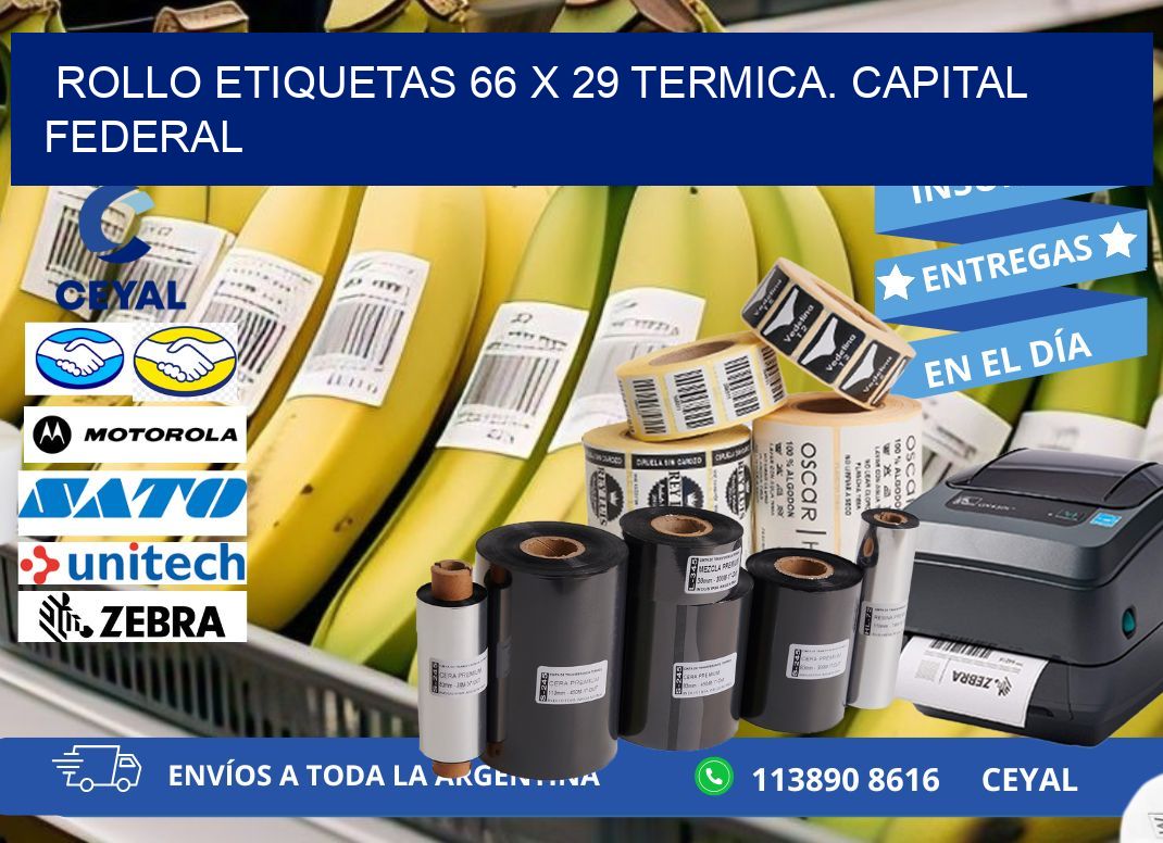 Rollo etiquetas 66 x 29 termica. Capital Federal