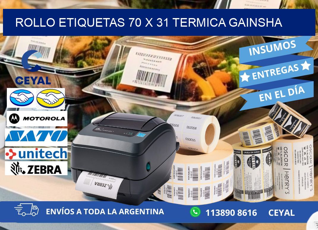 Rollo etiquetas 70 x 31 termica gainsha