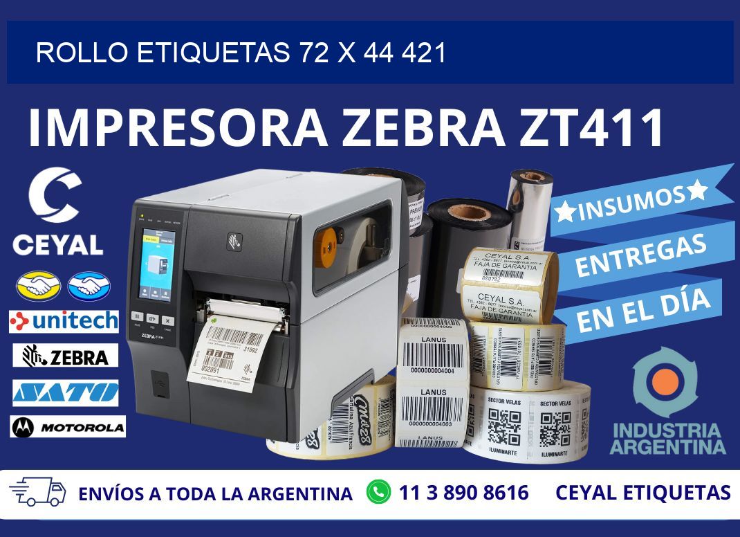 Rollo etiquetas 72 x 44 421