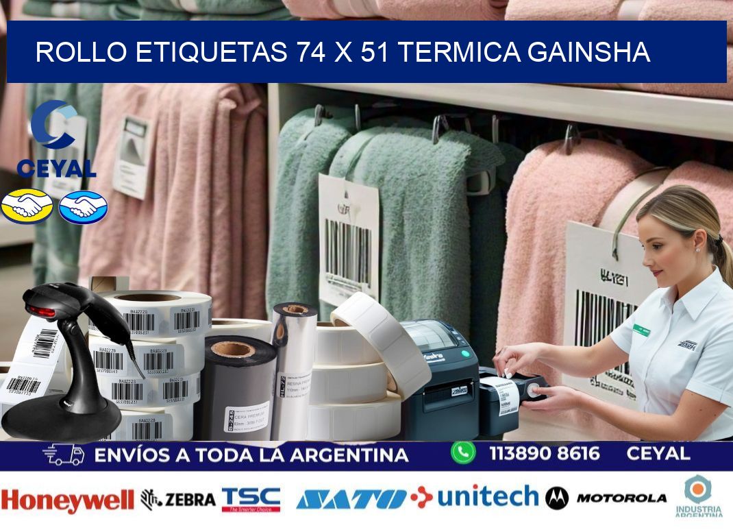 Rollo etiquetas 74 x 51 termica gainsha