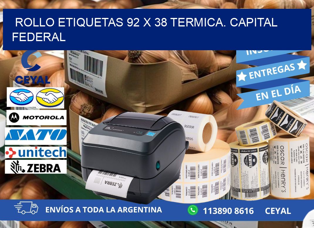 Rollo etiquetas 92 x 38 termica. Capital Federal