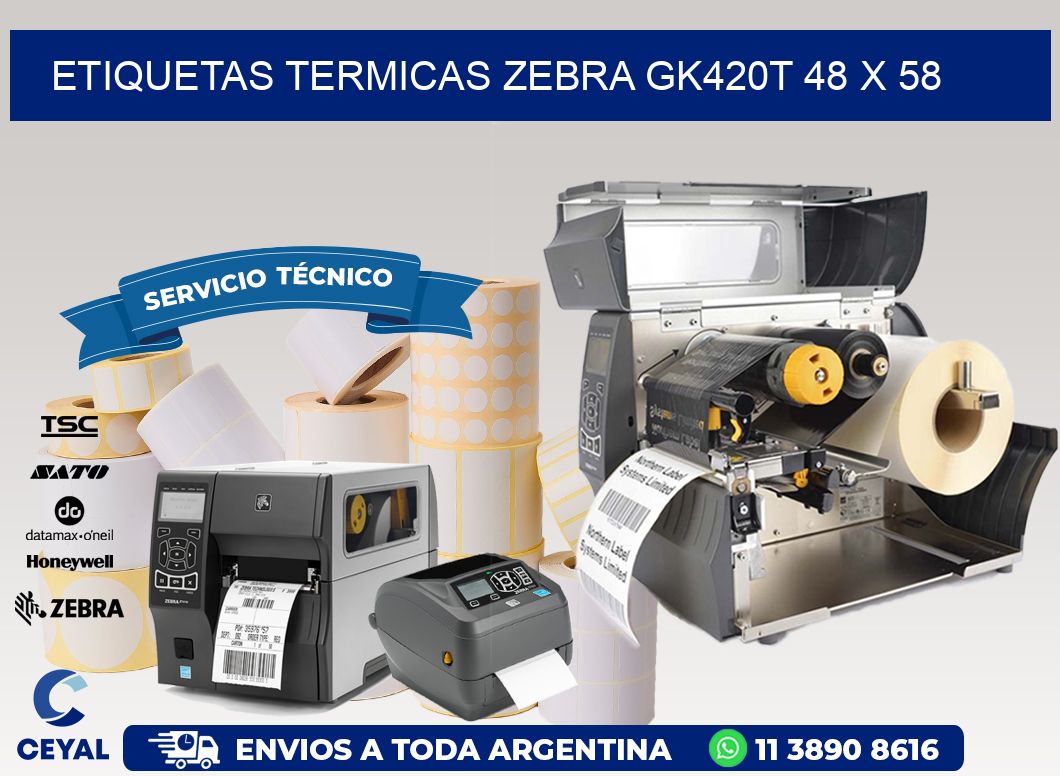 ETIQUETAS TERMICAS ZEBRA GK420T 48 x 58