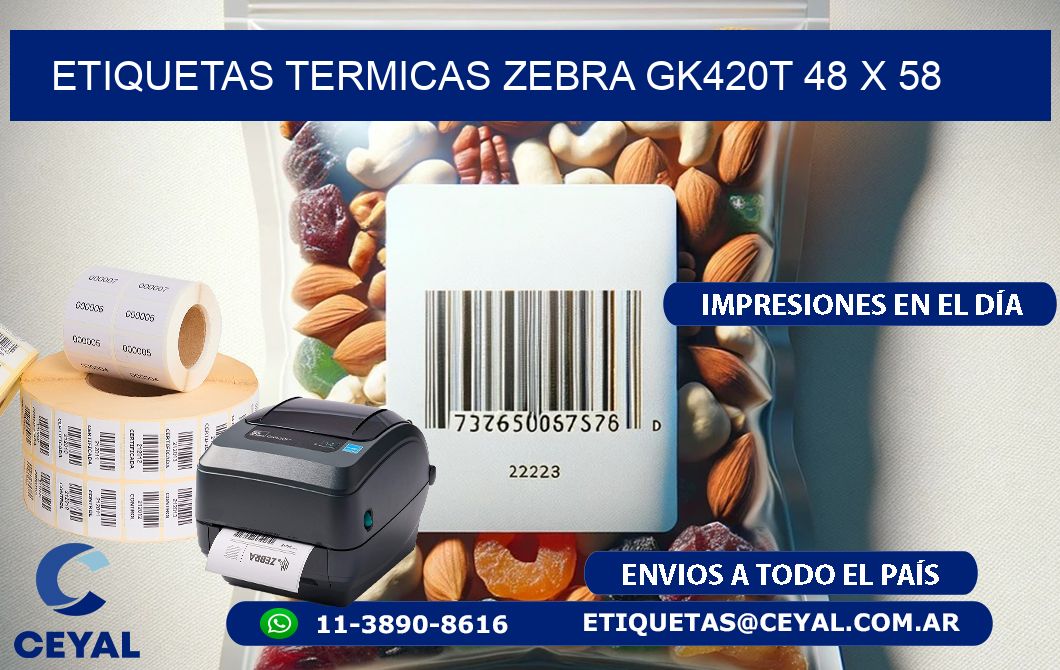 ETIQUETAS TERMICAS ZEBRA GK420T 48 x 58