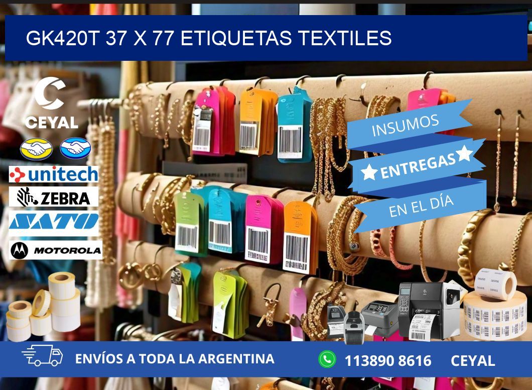 GK420T 37 x 77 ETIQUETAS TEXTILES