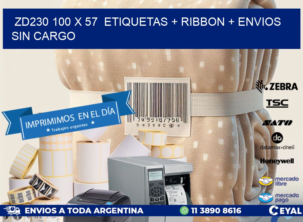 ZD230 100 x 57  etiquetas + ribbon + envios sin cargo