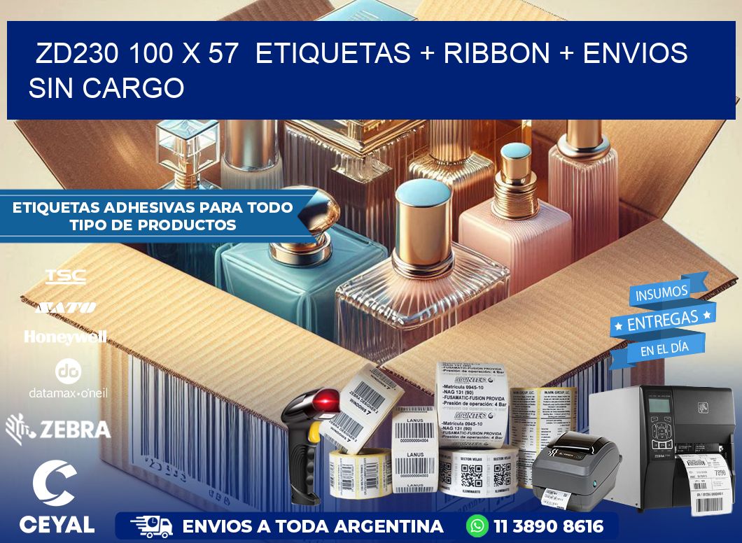 ZD230 100 x 57  etiquetas + ribbon + envios sin cargo