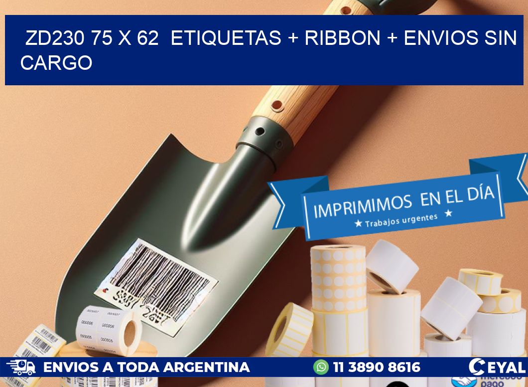 ZD230 75 x 62  etiquetas + ribbon + envios sin cargo