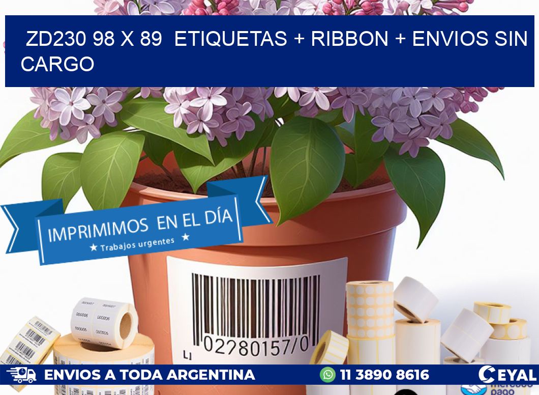 ZD230 98 x 89  etiquetas + ribbon + envios sin cargo