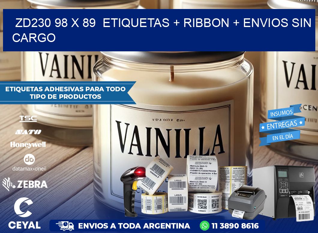 ZD230 98 x 89  etiquetas + ribbon + envios sin cargo