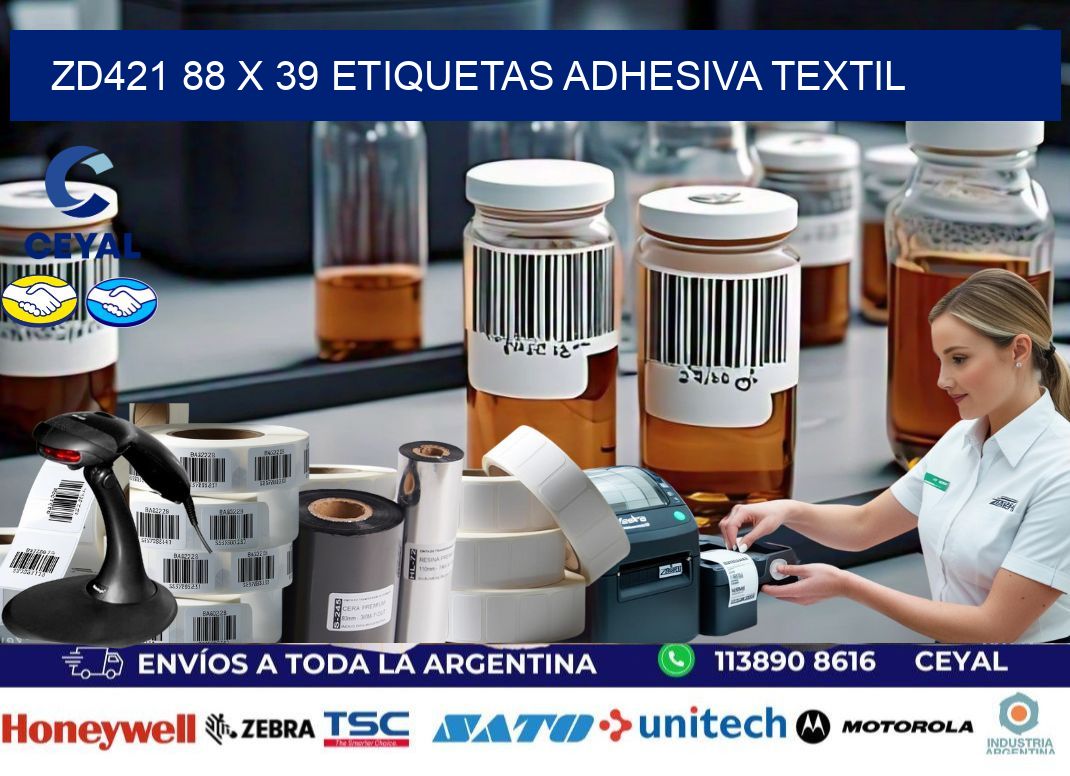 ZD421 88 x 39 ETIQUETAS ADHESIVA TEXTIL
