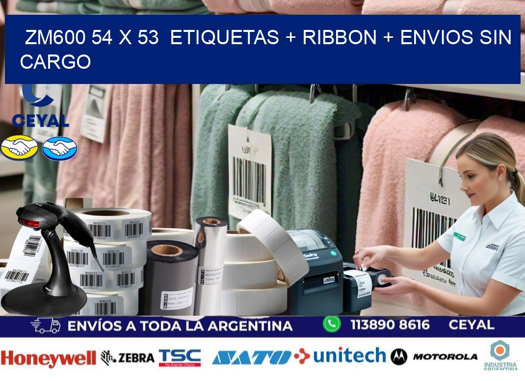 ZM600 54 x 53  etiquetas + ribbon + envios sin cargo