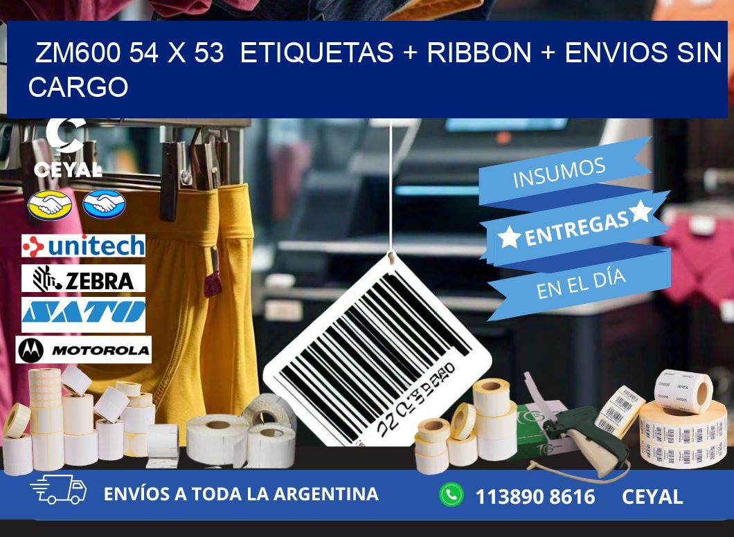 ZM600 54 x 53  etiquetas + ribbon + envios sin cargo