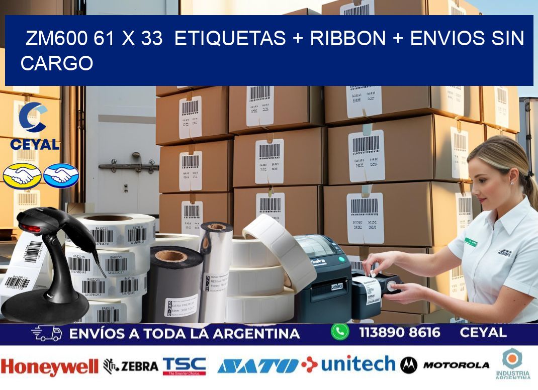 ZM600 61 x 33  etiquetas + ribbon + envios sin cargo