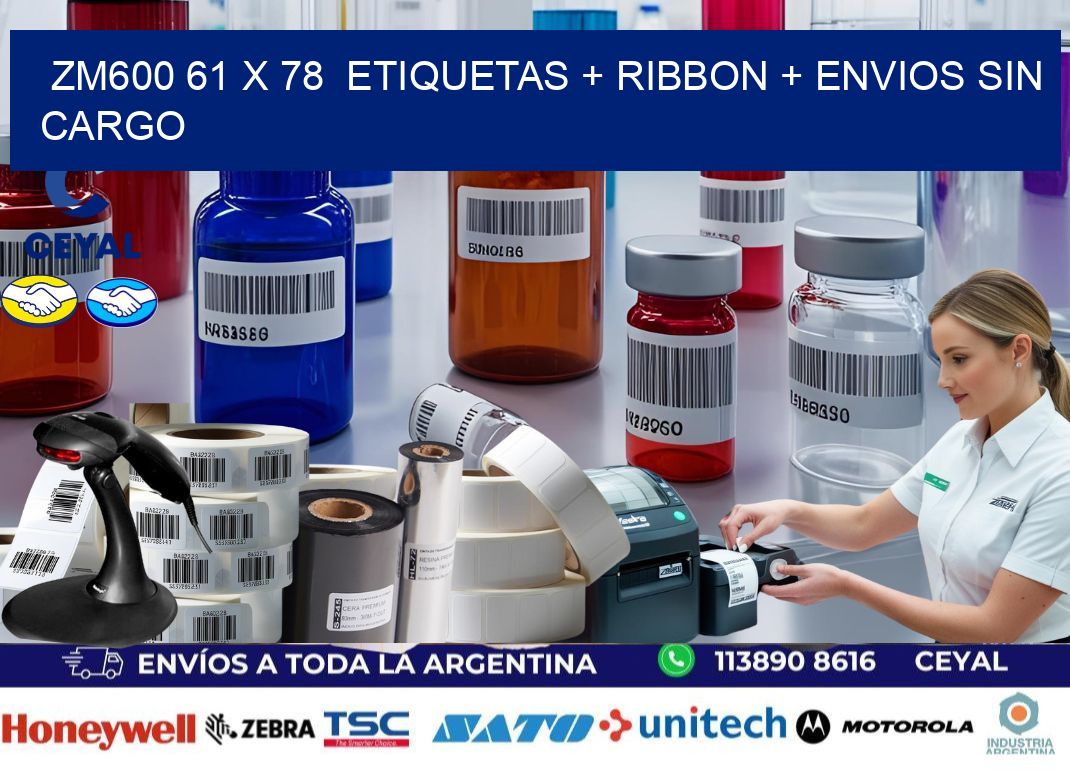 ZM600 61 x 78  etiquetas + ribbon + envios sin cargo