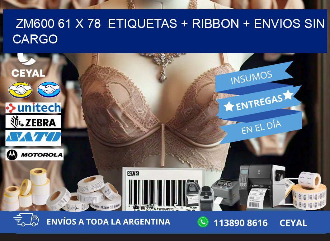 ZM600 61 x 78  etiquetas + ribbon + envios sin cargo