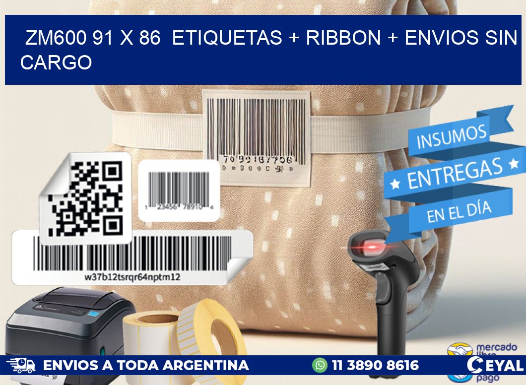 ZM600 91 x 86  etiquetas + ribbon + envios sin cargo