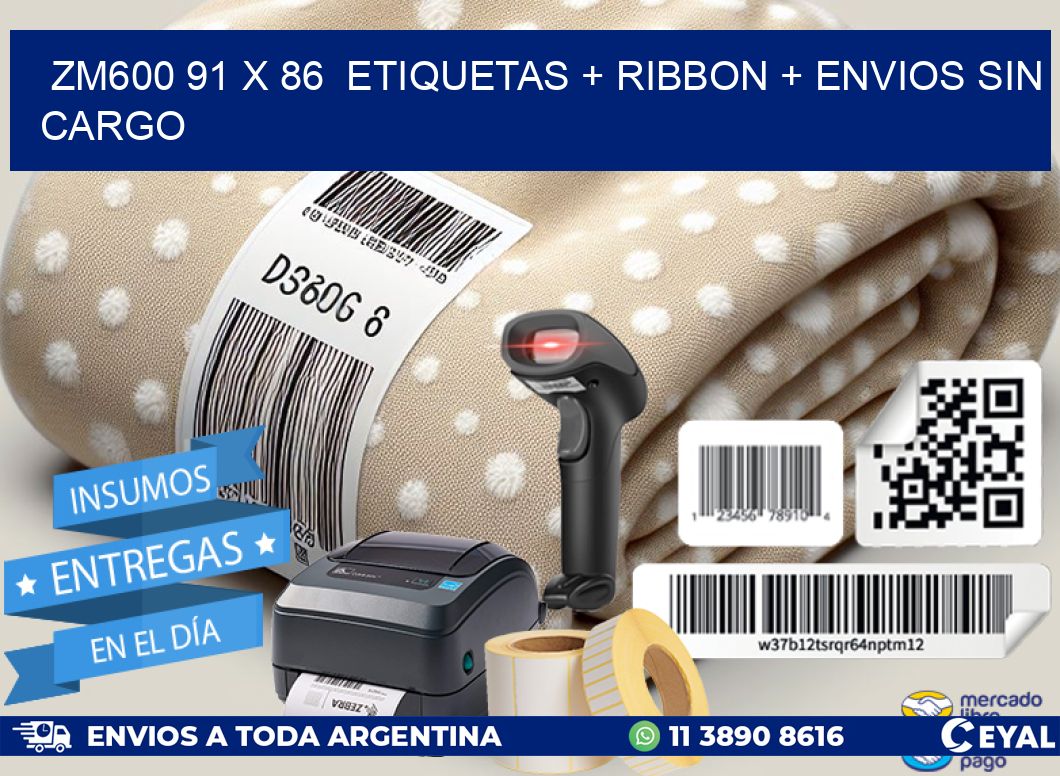 ZM600 91 x 86  etiquetas + ribbon + envios sin cargo