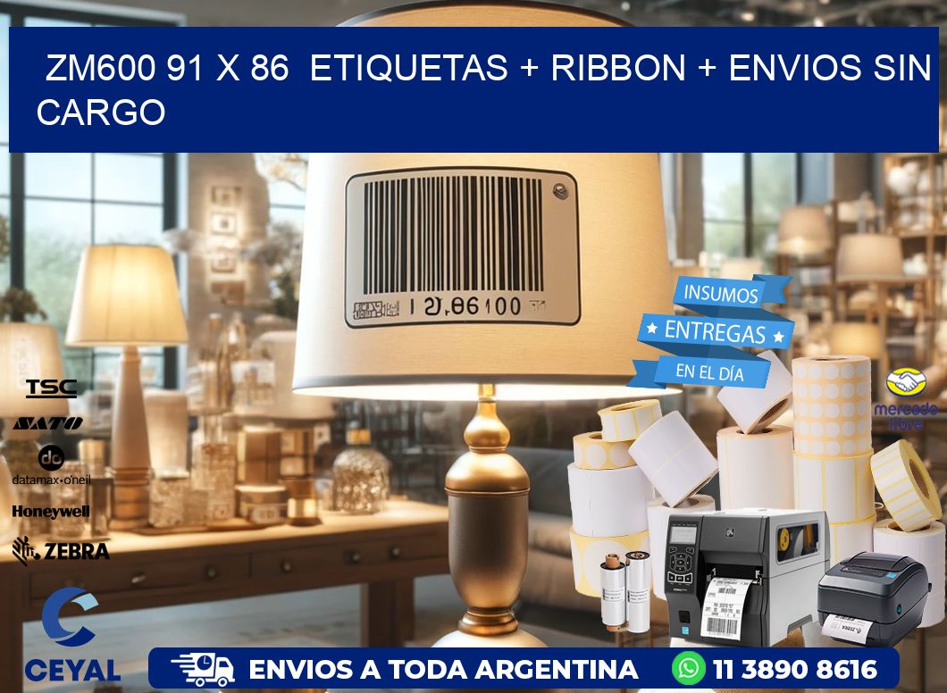 ZM600 91 x 86  etiquetas + ribbon + envios sin cargo