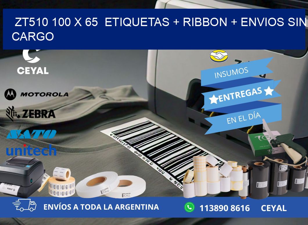 ZT510 100 x 65  etiquetas + ribbon + envios sin cargo