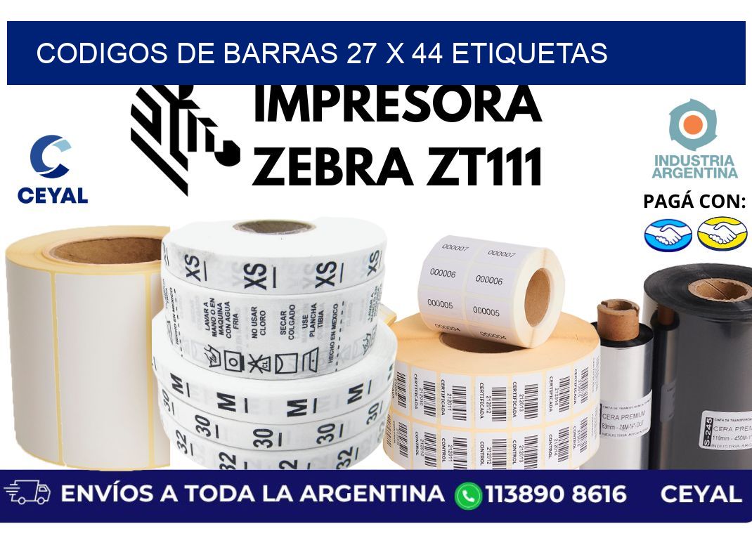 codigos de barras 27 x 44 etiquetas