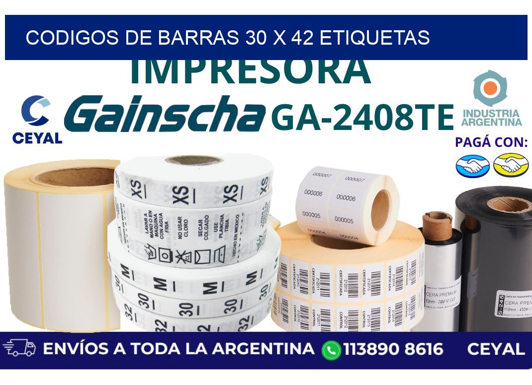 codigos de barras 30 x 42 etiquetas