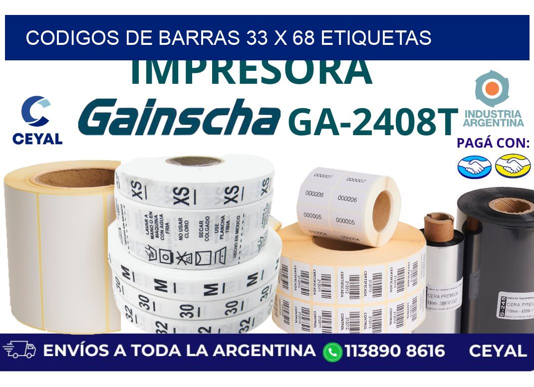 codigos de barras 33 x 68 etiquetas