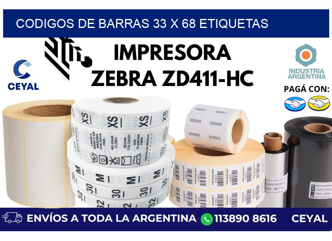codigos de barras 33 x 68 etiquetas
