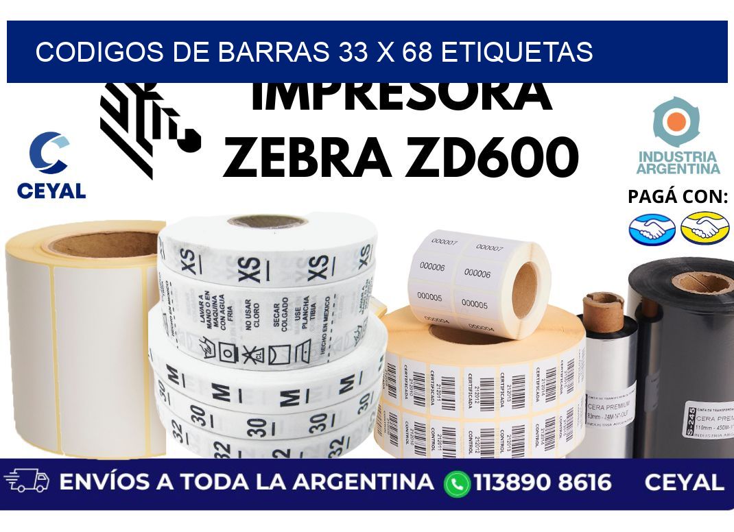 codigos de barras 33 x 68 etiquetas