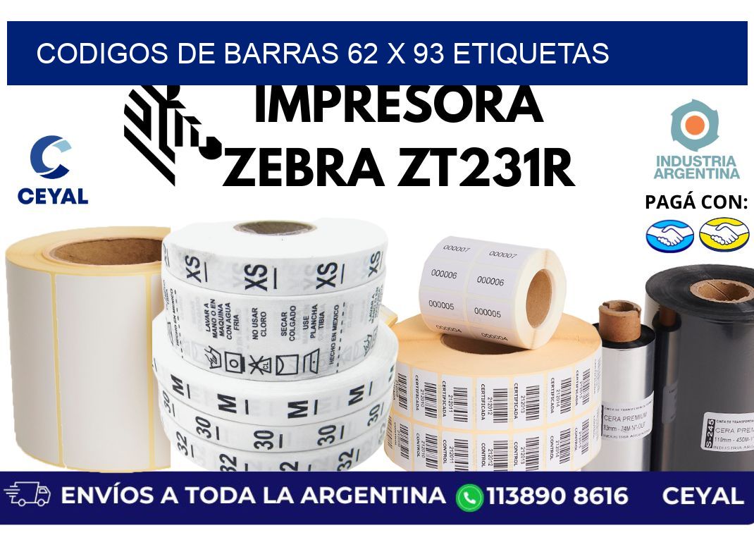 codigos de barras 62 x 93 etiquetas