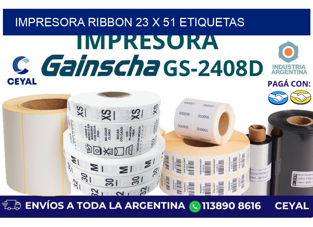 impresora ribbon 23 x 51 etiquetas