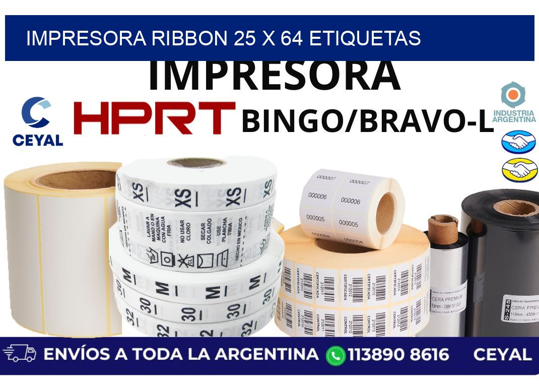 impresora ribbon 25 x 64 etiquetas