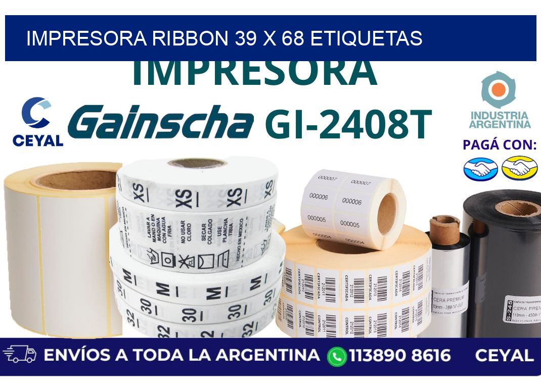 impresora ribbon 39 x 68 etiquetas