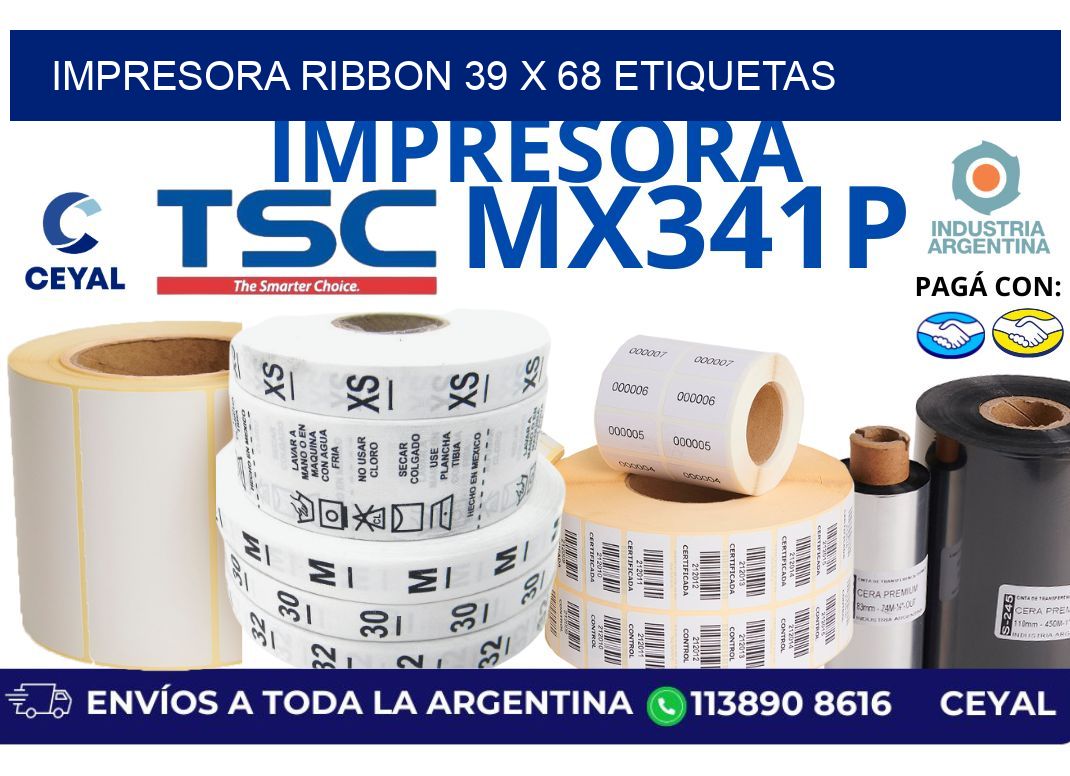 impresora ribbon 39 x 68 etiquetas