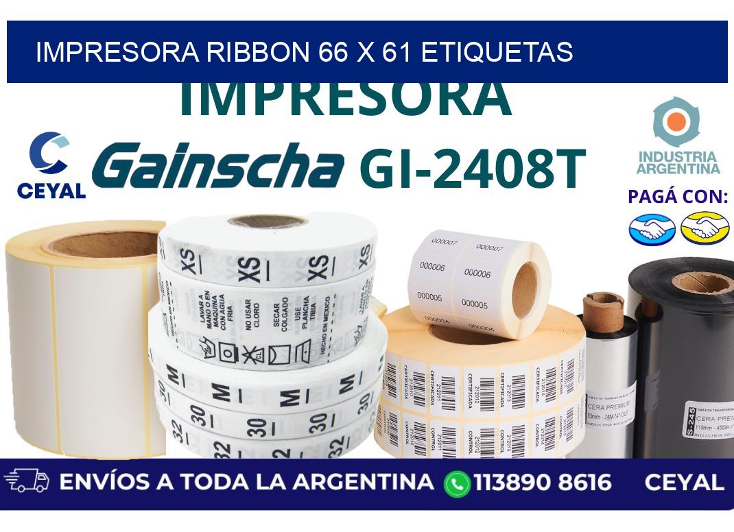 impresora ribbon 66 x 61 etiquetas