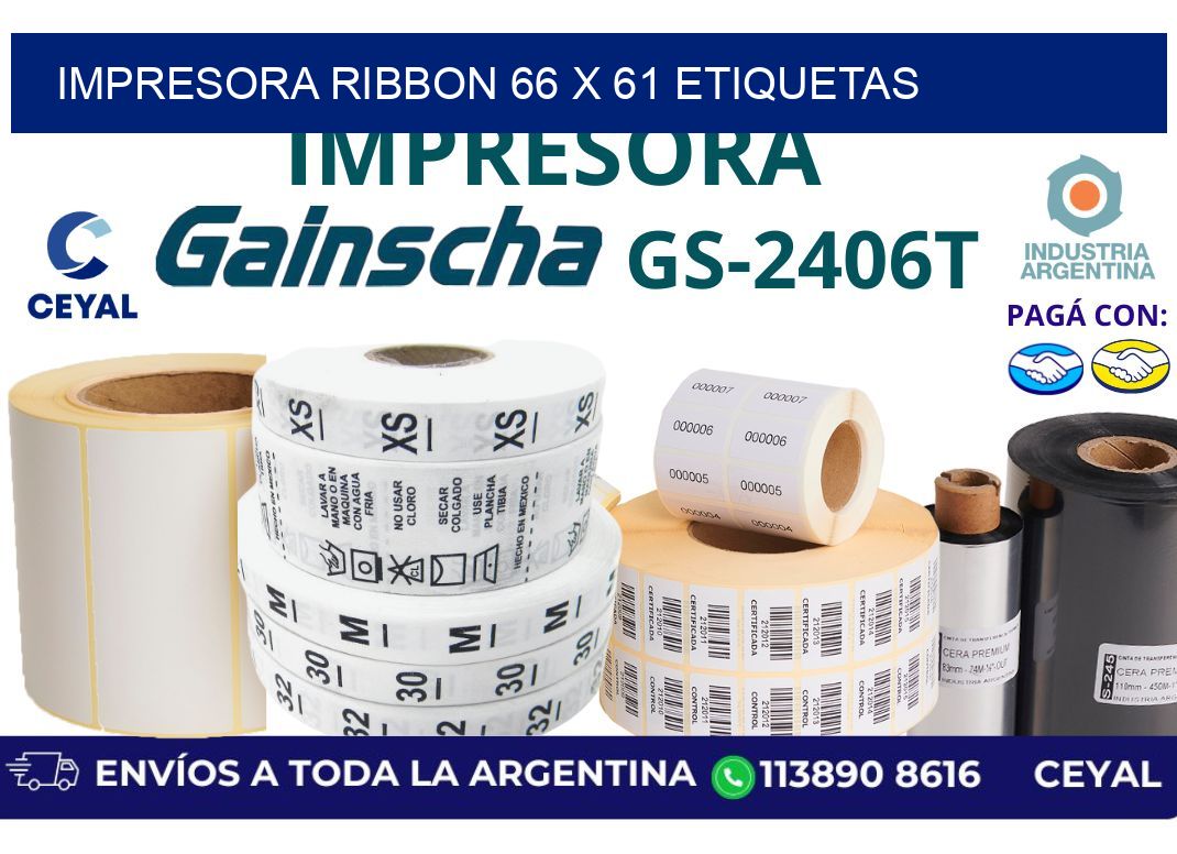 impresora ribbon 66 x 61 etiquetas
