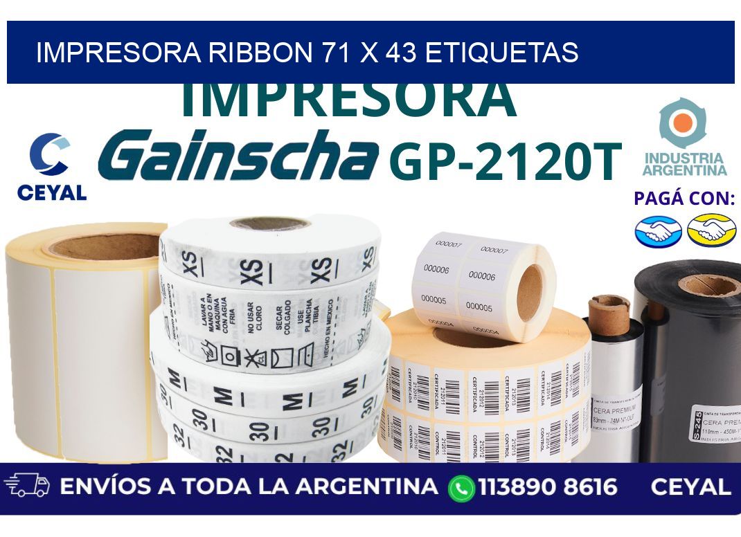 impresora ribbon 71 x 43 etiquetas
