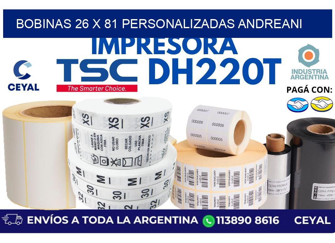 bobinas 26 x 81 personalizadas andreani