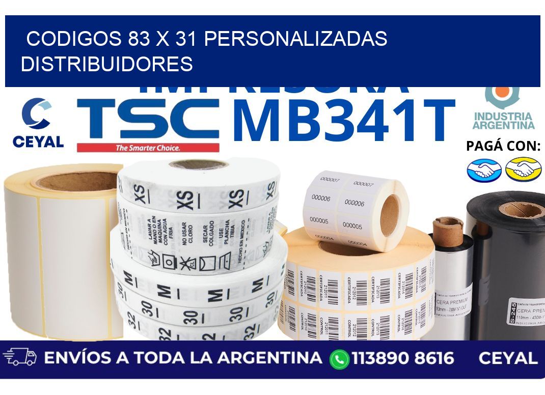 codigos 83 x 31 personalizadas distribuidores