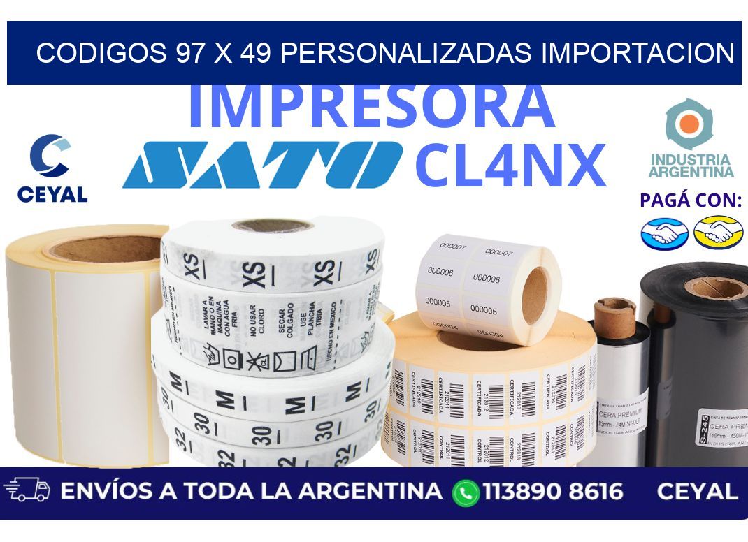 codigos 97 x 49 personalizadas importacion