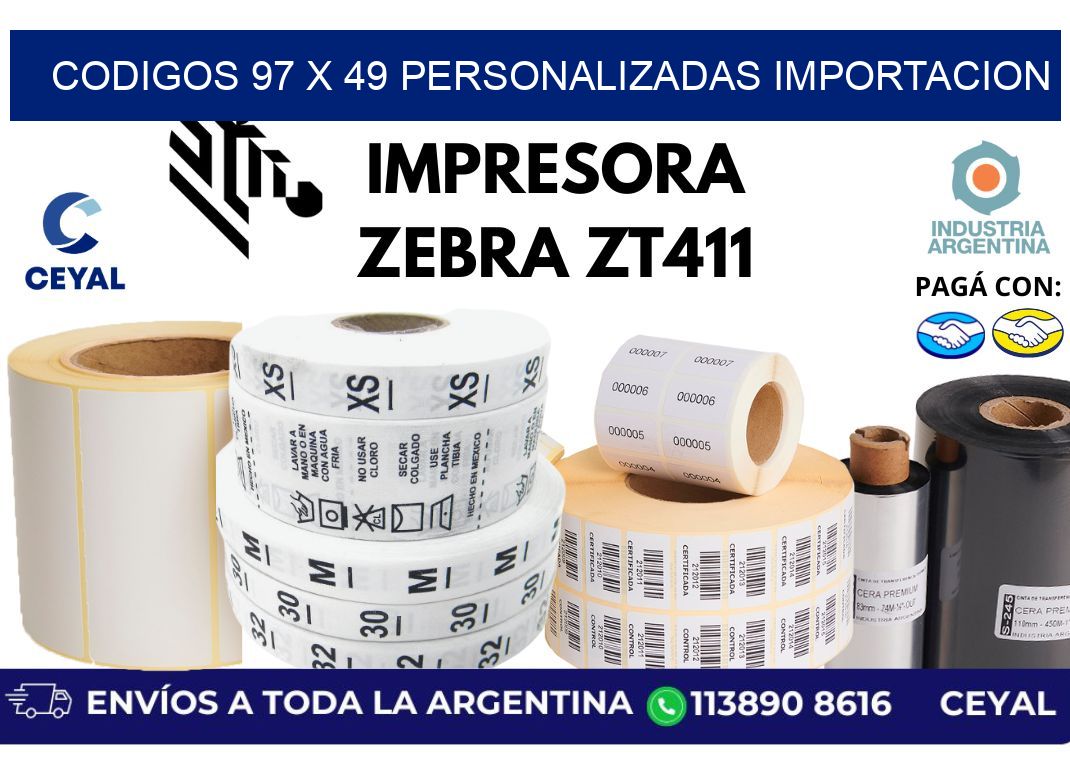 codigos 97 x 49 personalizadas importacion