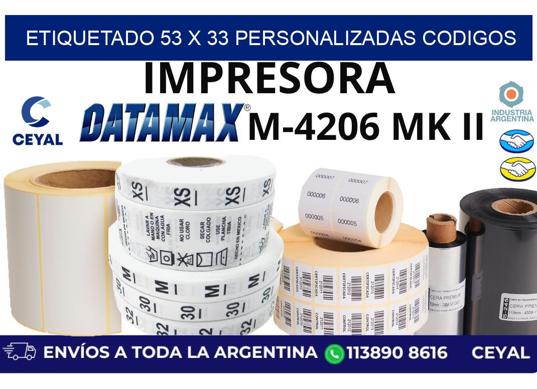 etiquetado 53 x 33 personalizadas codigos