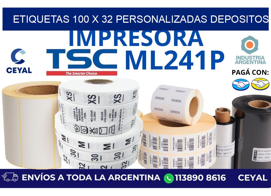 etiquetas 100 x 32 personalizadas depositos