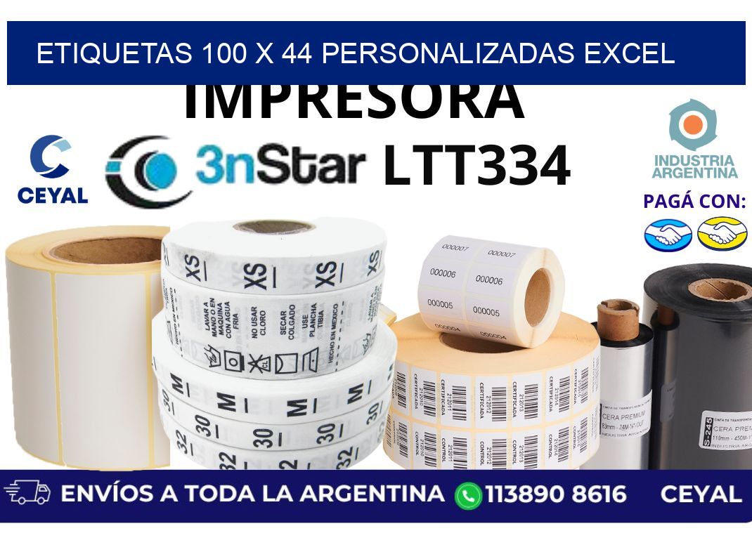 etiquetas 100 x 44 personalizadas excel