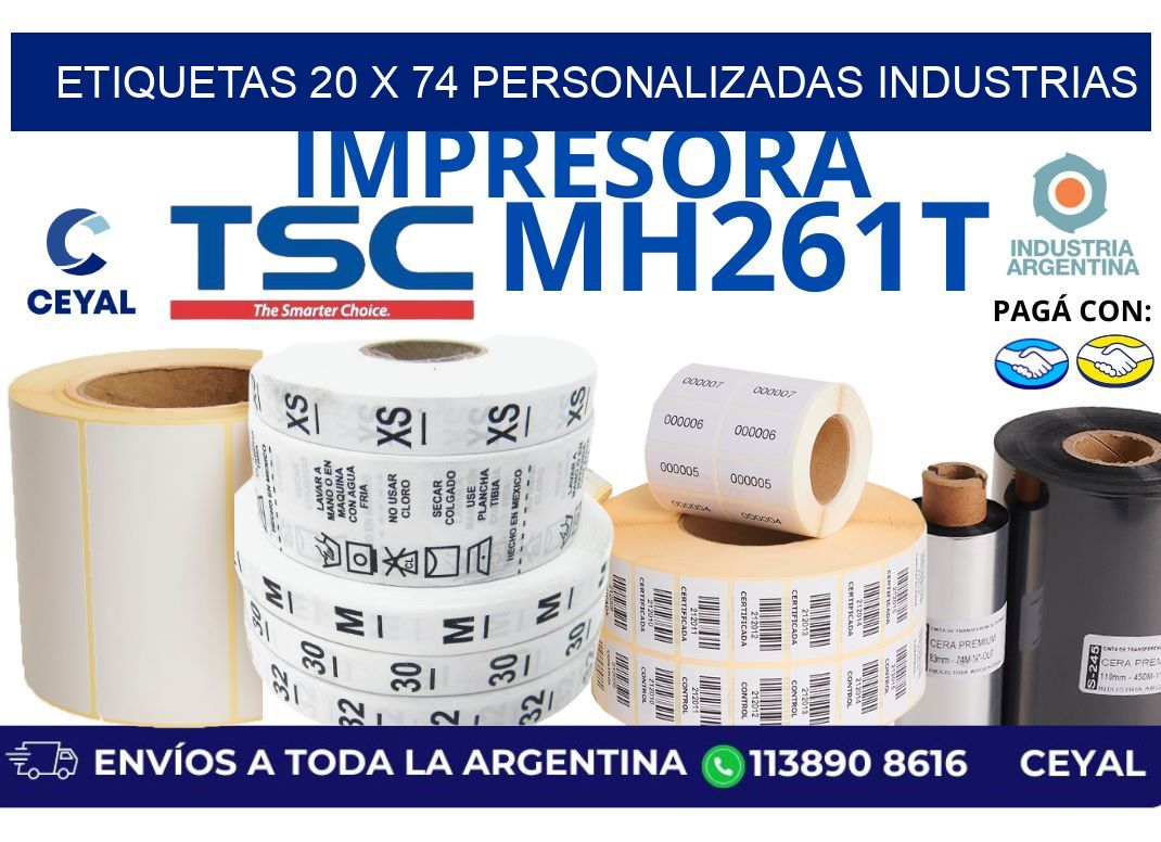 etiquetas 20 x 74 personalizadas industrias