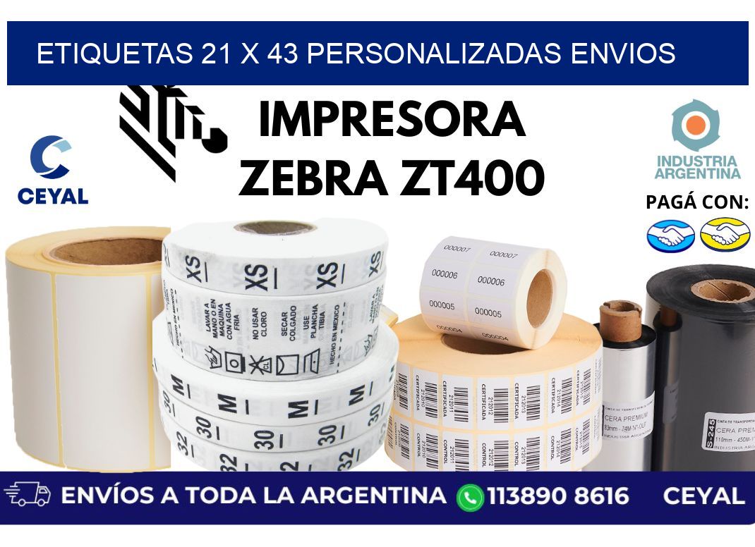 etiquetas 21 x 43 personalizadas envios