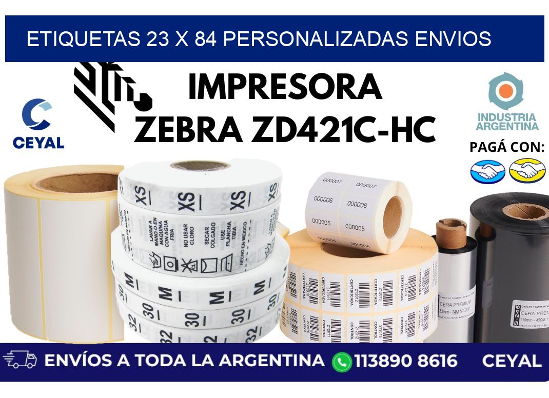 etiquetas 23 x 84 personalizadas envios