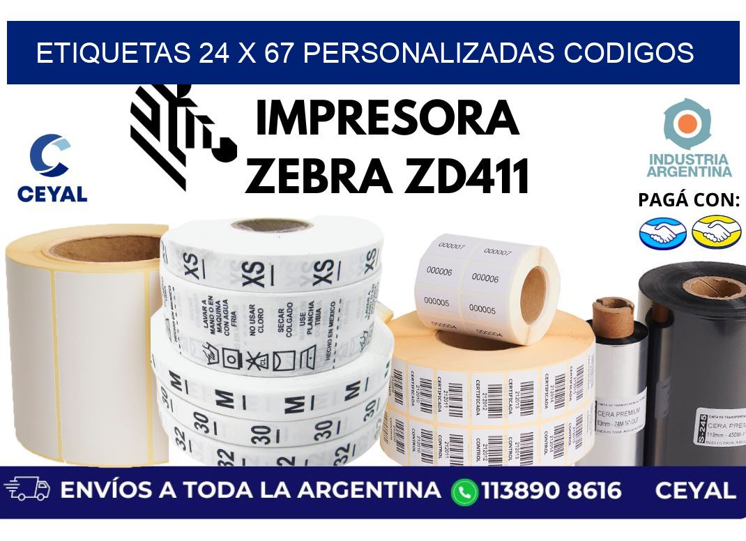 etiquetas 24 x 67 personalizadas codigos